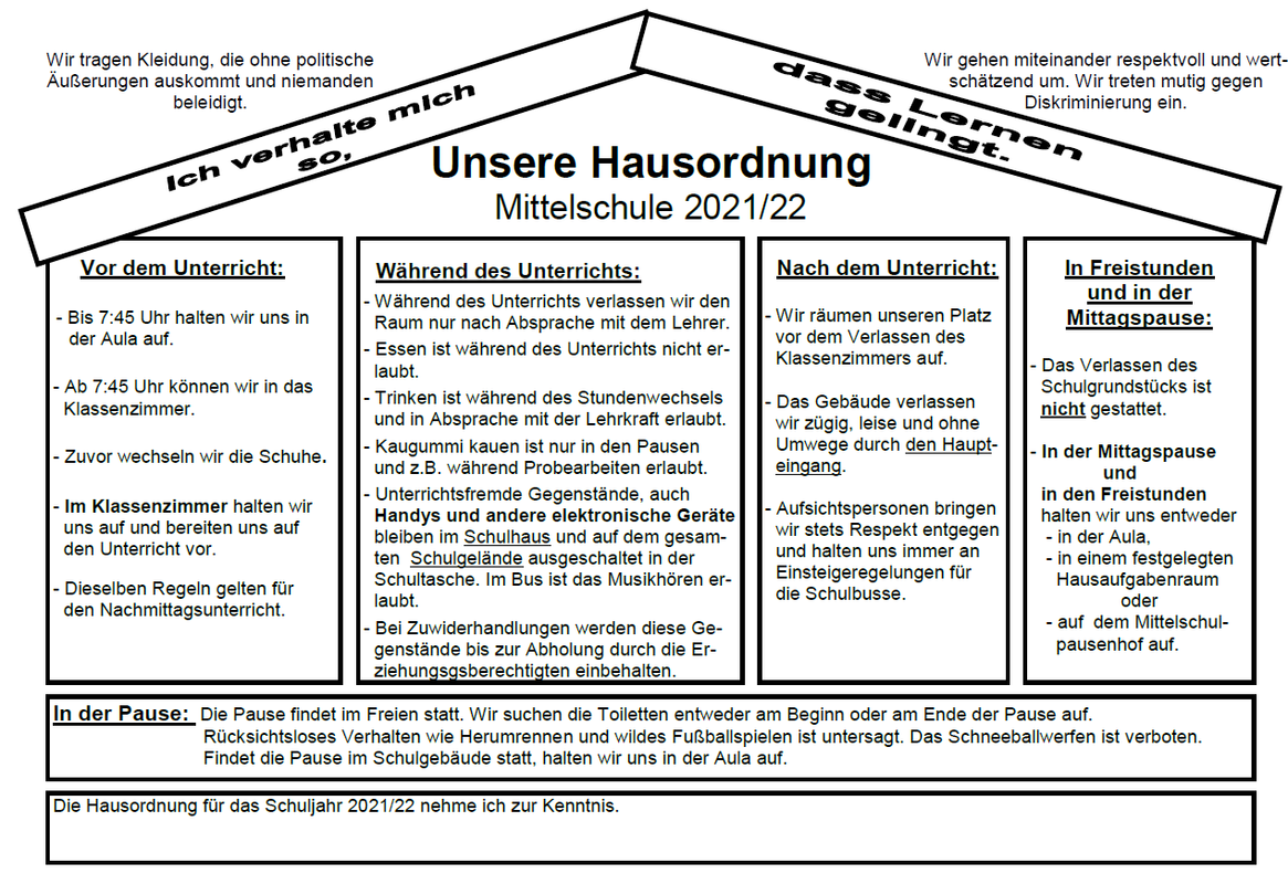 Hausordnung Mittelschule 21/22